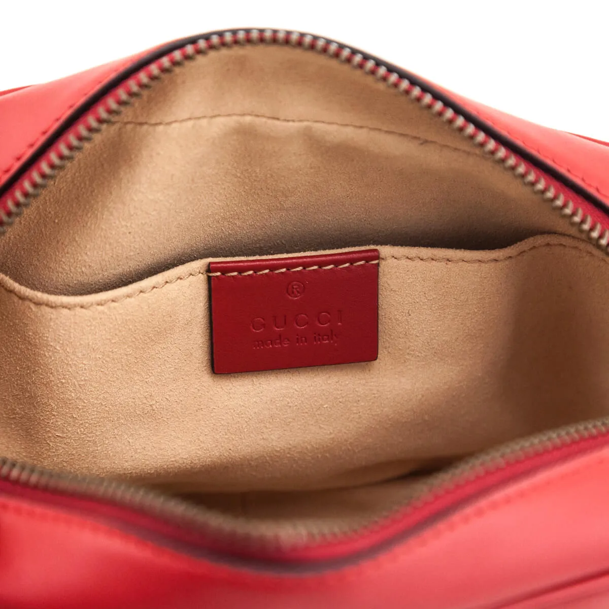 Gucci Hibiscus Red Calfskin Matelasse Mini GG Marmont Crossbody