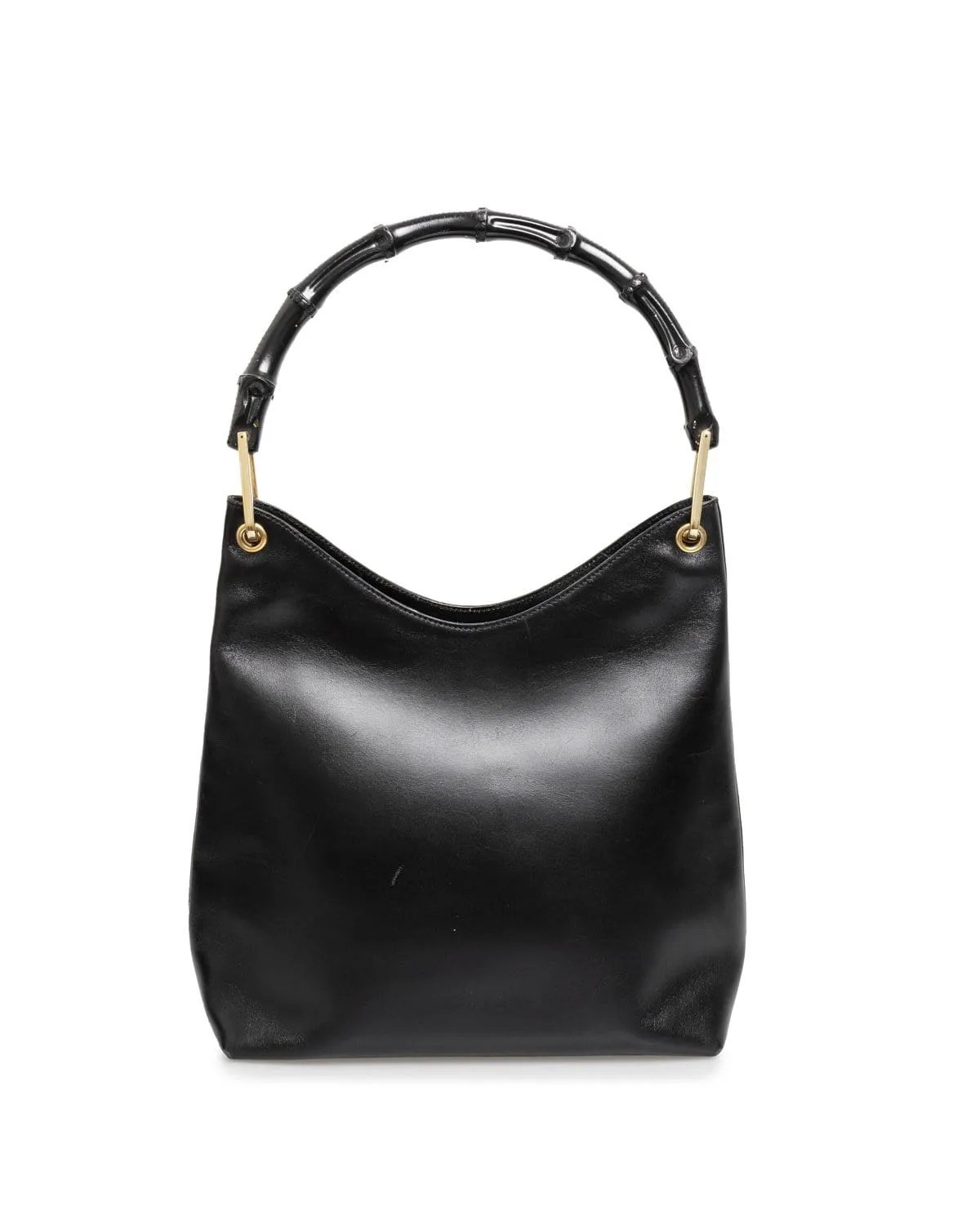 Gucci Hobo Black Bamboo Calf Leather Shoulder Bag - AWL1994