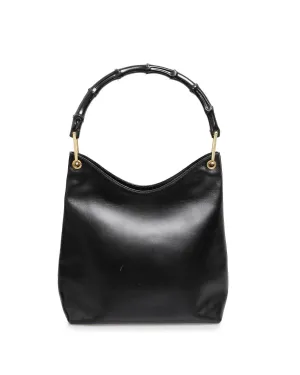 Gucci Hobo Black Bamboo Calf Leather Shoulder Bag - AWL1994