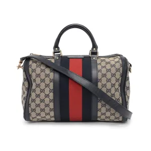 Gucci Navy GG Canvas Vintage Web GG Boston Bag