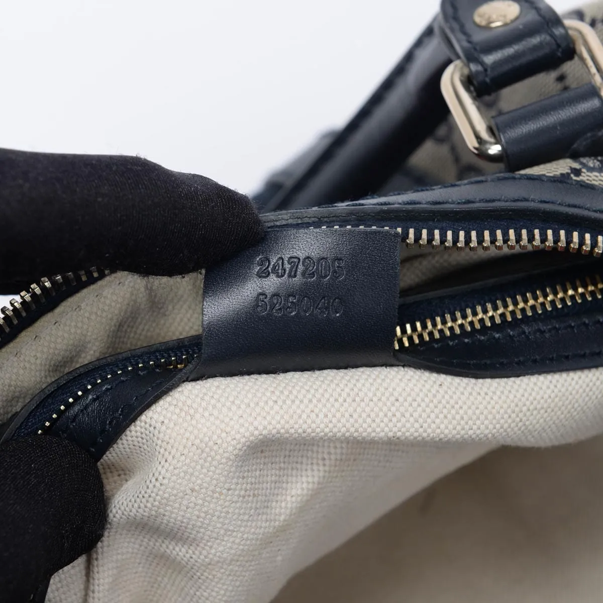 Gucci Navy GG Canvas Vintage Web GG Boston Bag