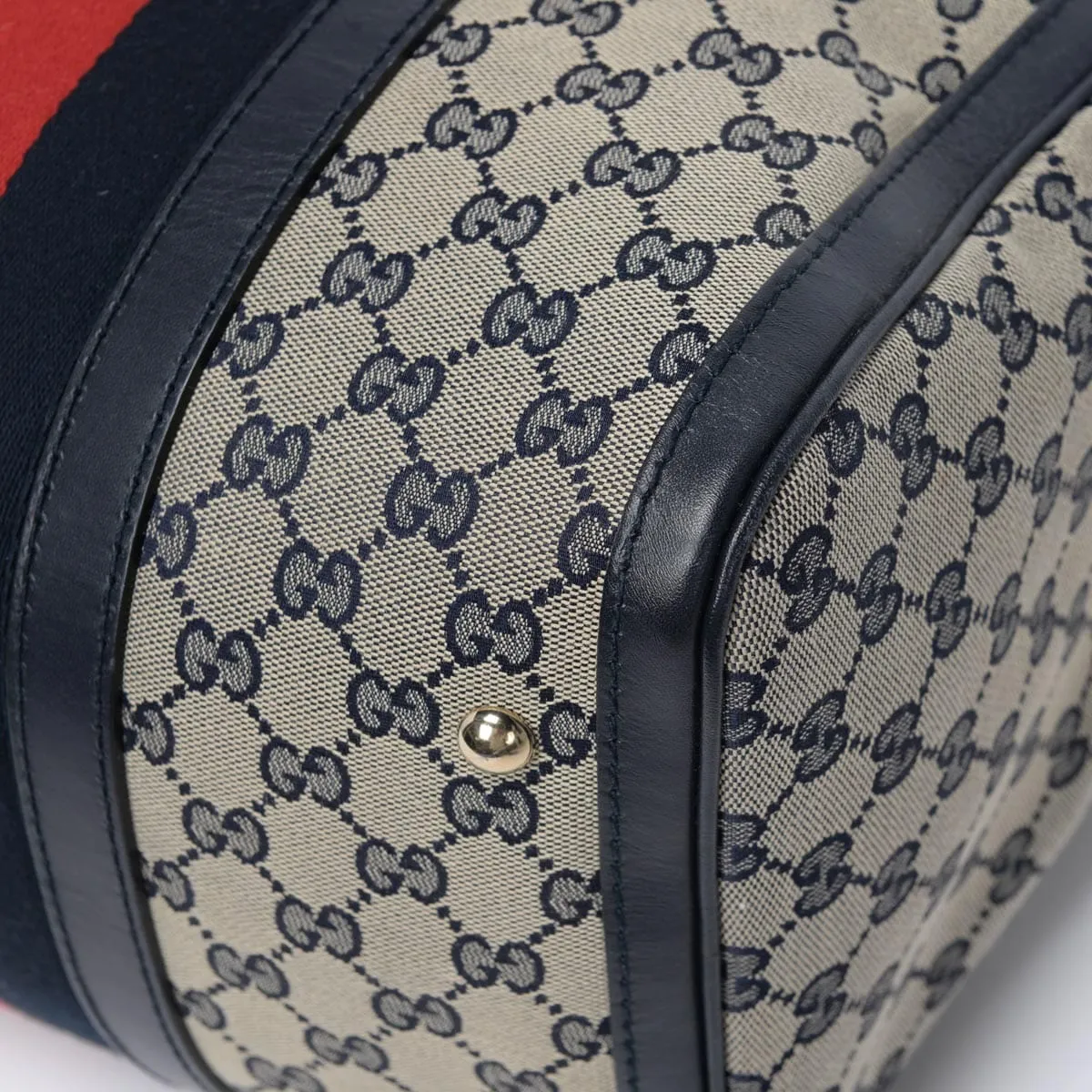 Gucci Navy GG Canvas Vintage Web GG Boston Bag