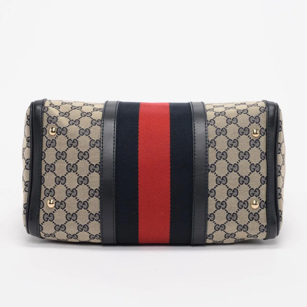 Gucci Navy GG Canvas Vintage Web GG Boston Bag