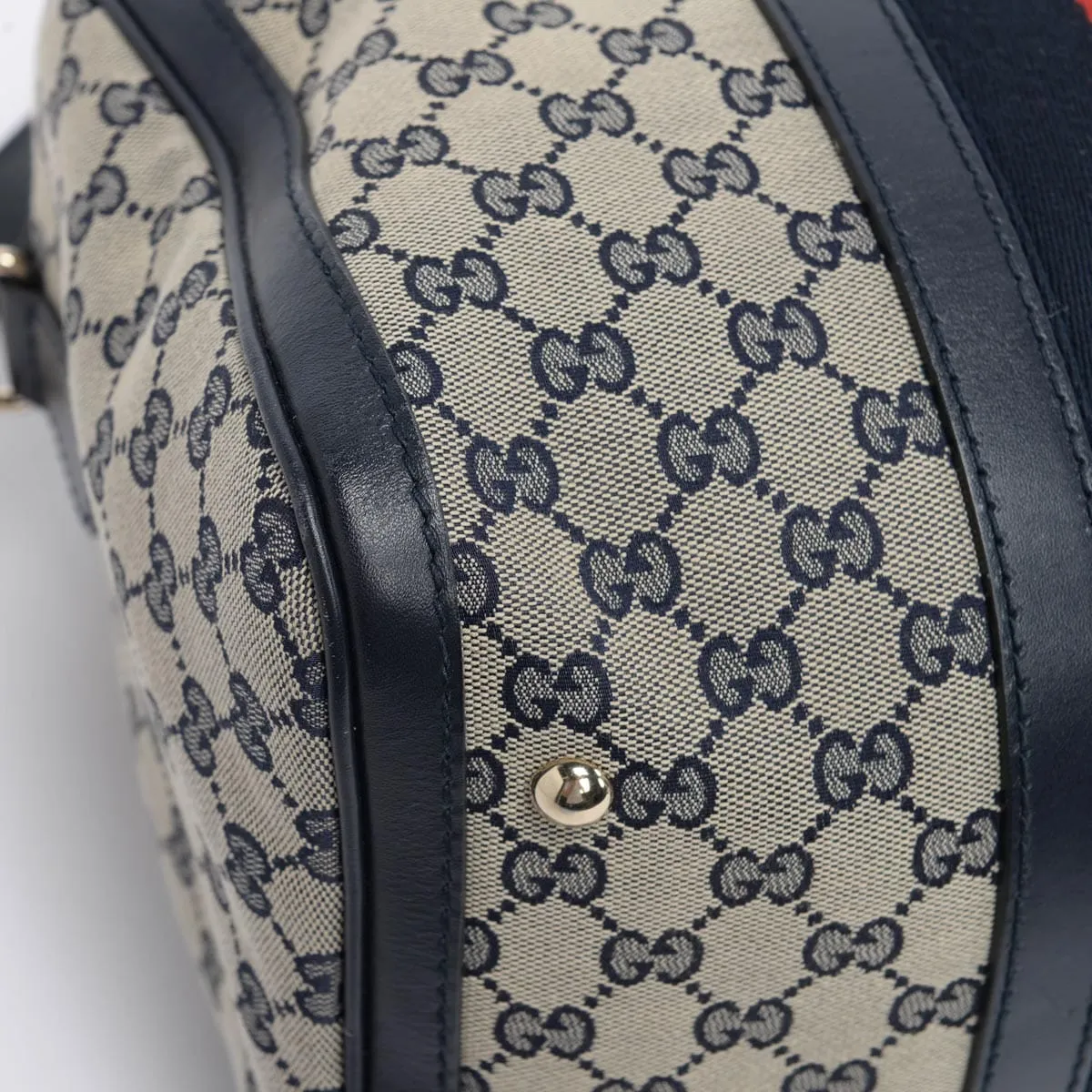 Gucci Navy GG Canvas Vintage Web GG Boston Bag