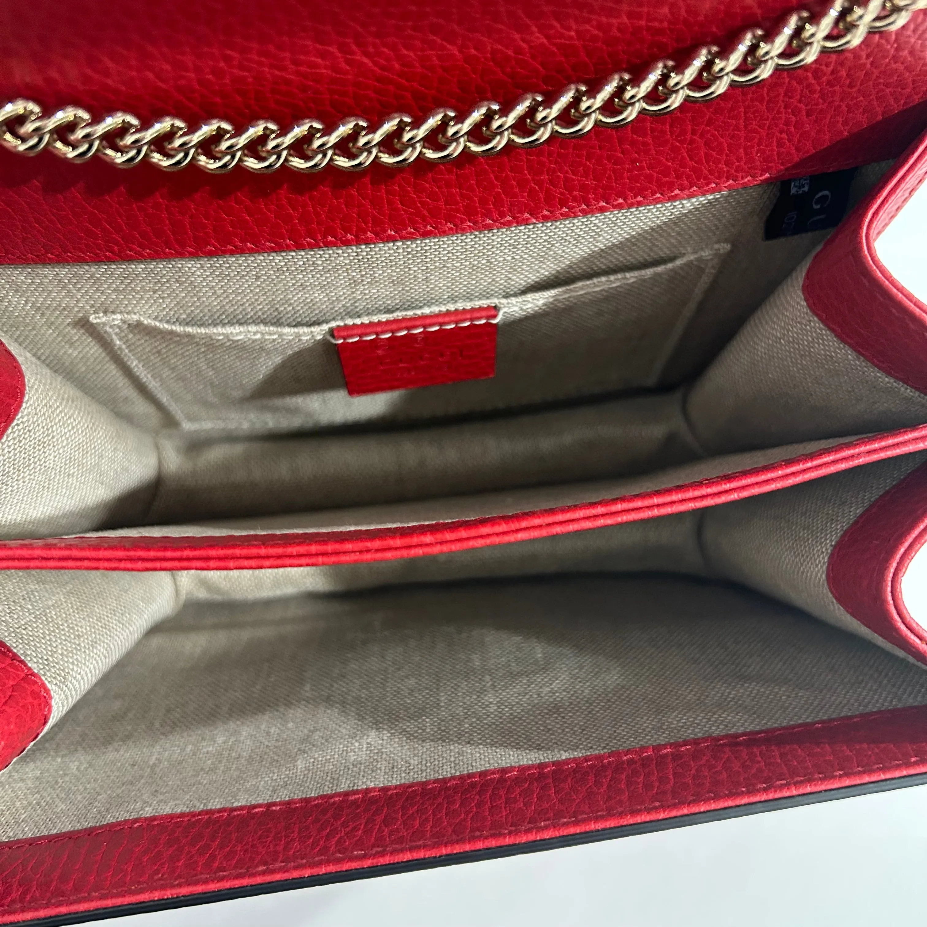 Gucci Red Leather GG Dollar Crossbody Bag