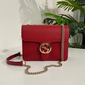 Gucci Red Leather GG Dollar Crossbody Bag