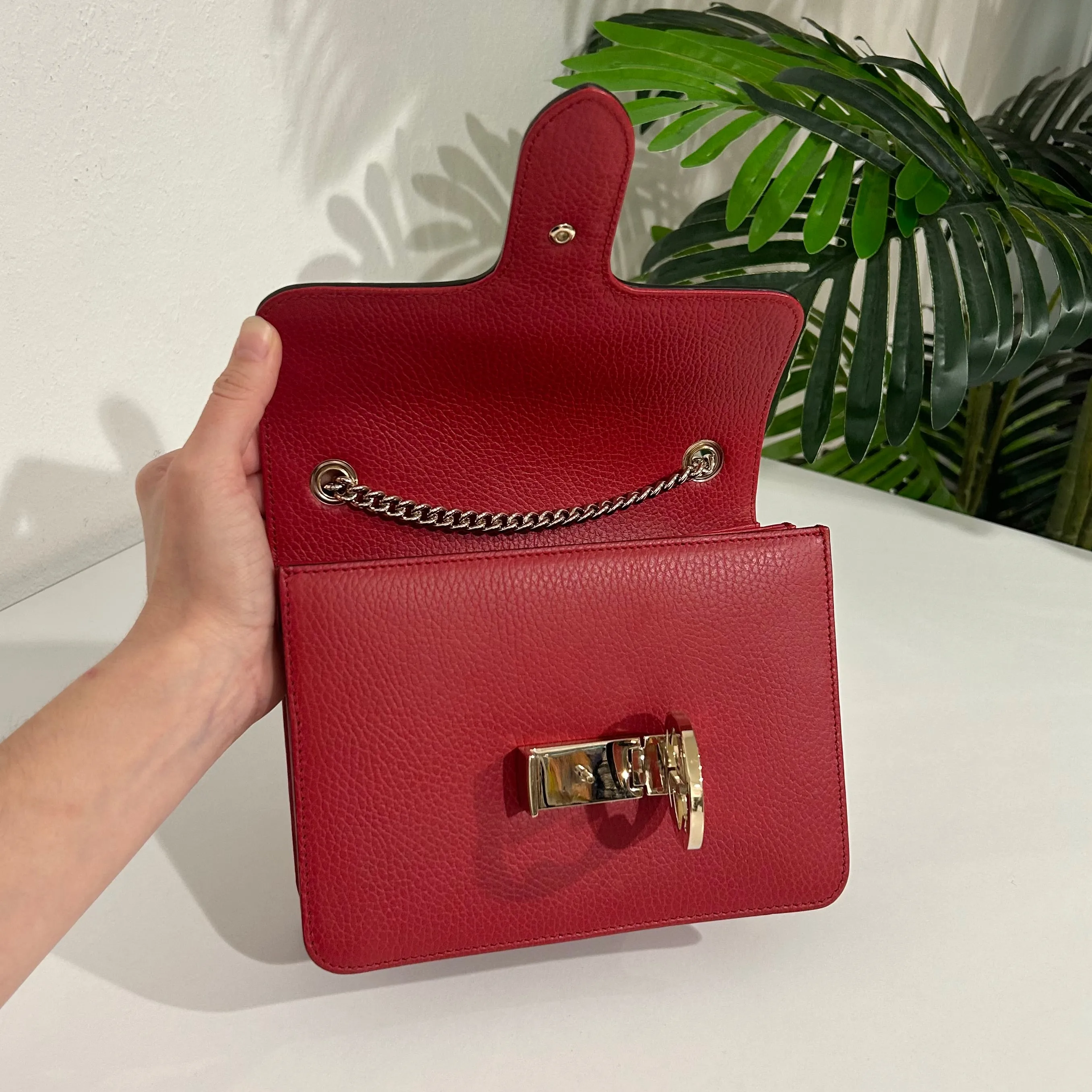 Gucci Red Leather GG Dollar Crossbody Bag