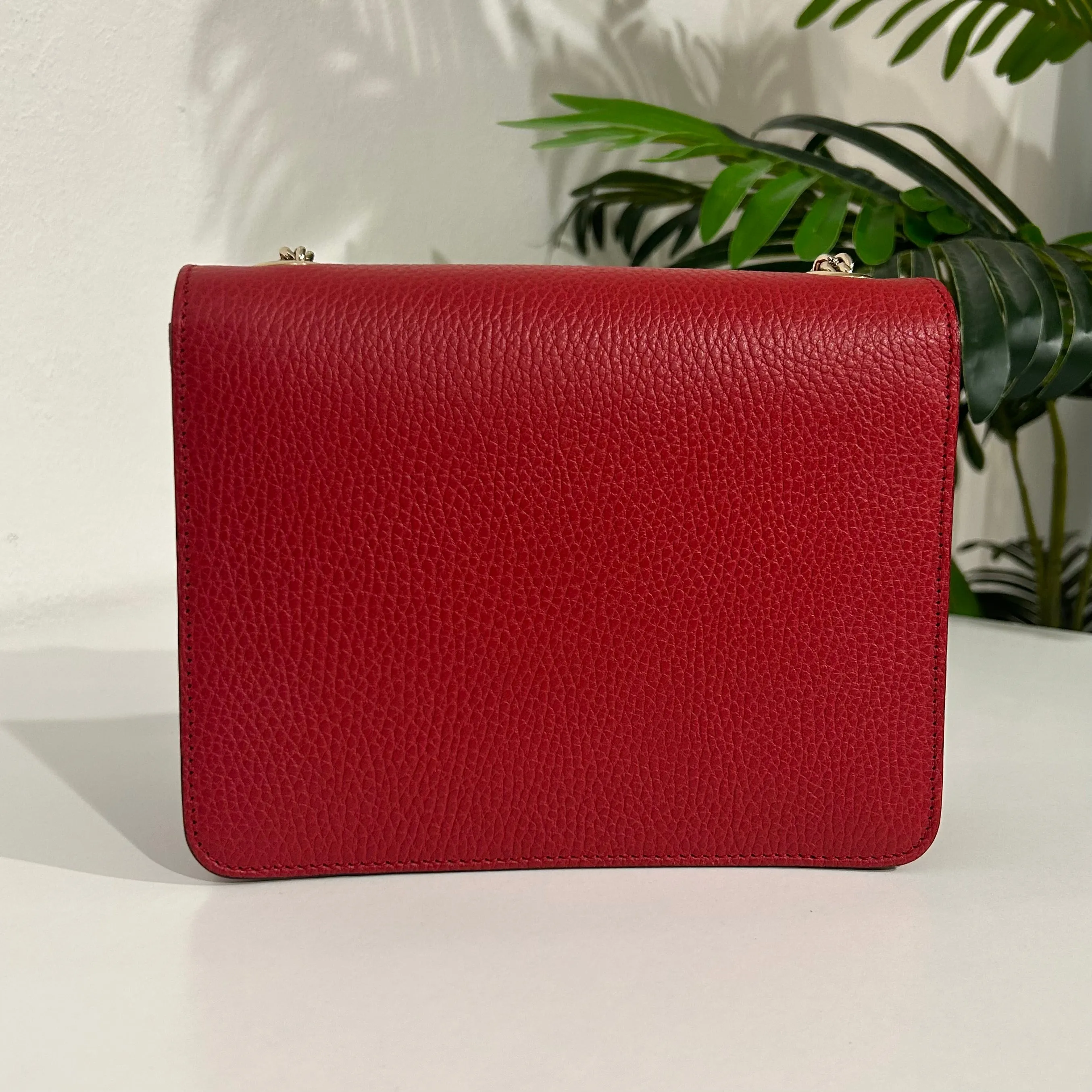 Gucci Red Leather GG Dollar Crossbody Bag