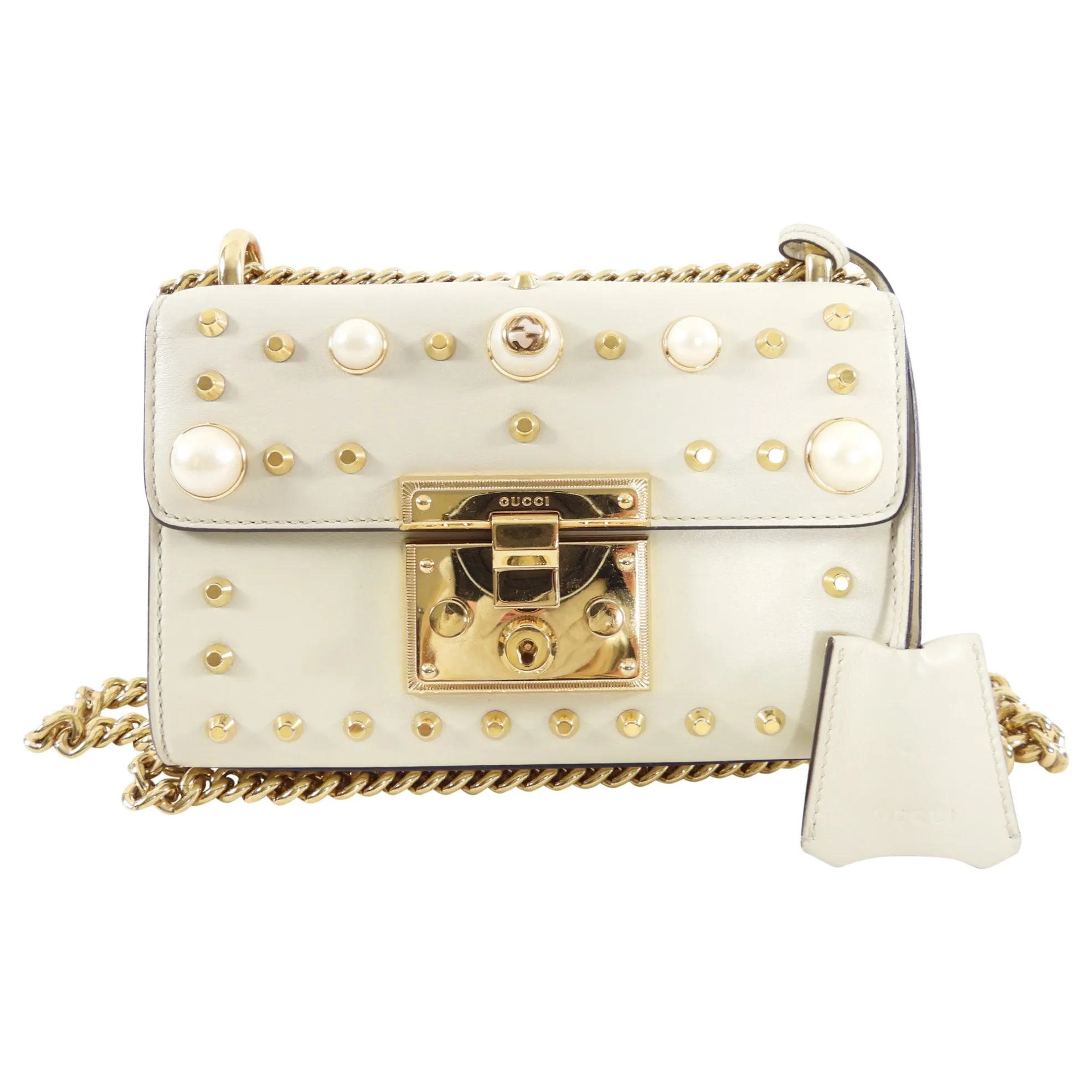 Gucci Small Ivory Pearly Padlock Chain Bag