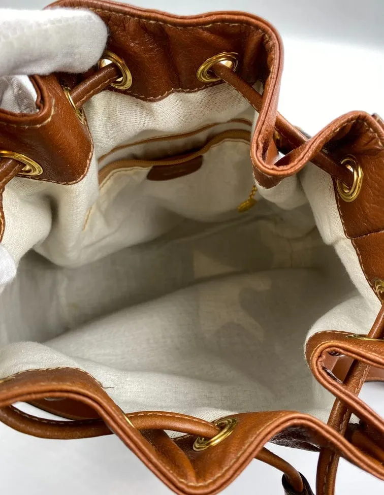 Gucci Tan Bucket Bag w Bamboo Handles