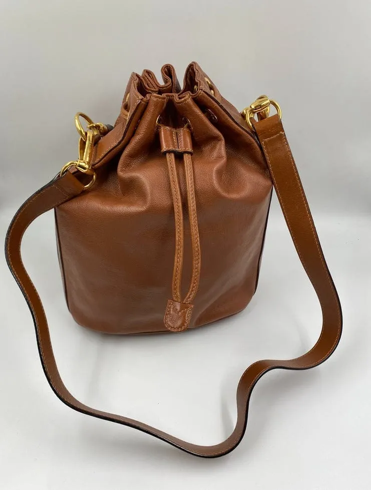 Gucci Tan Bucket Bag w Bamboo Handles