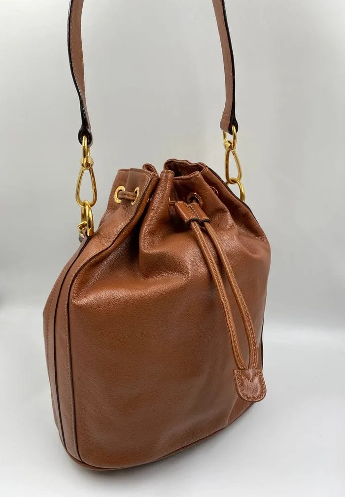Gucci Tan Bucket Bag w Bamboo Handles
