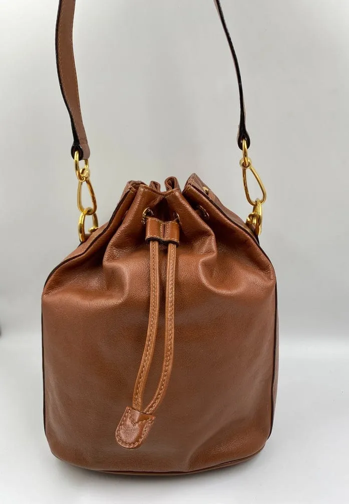 Gucci Tan Bucket Bag w Bamboo Handles