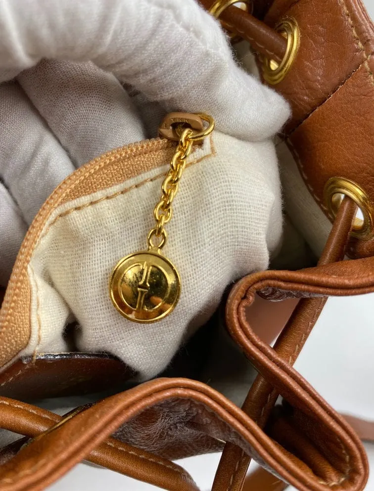 Gucci Tan Bucket Bag w Bamboo Handles