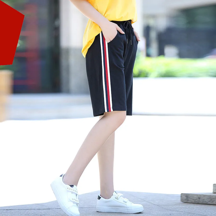 Gym Shorts Women Summer Loose INS Outdoor Jogging Korean Casual High Waist BF Pants Straight Bermuda Shorts