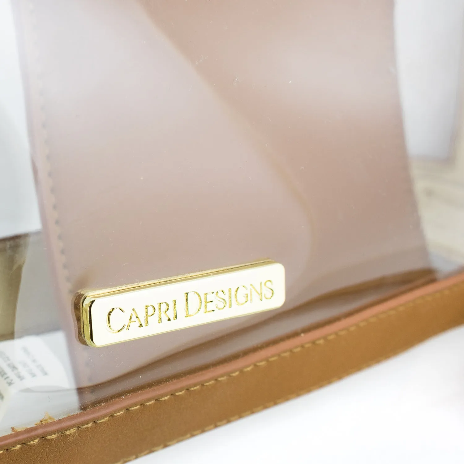 Half Moon Crossbody - Camel and Clear