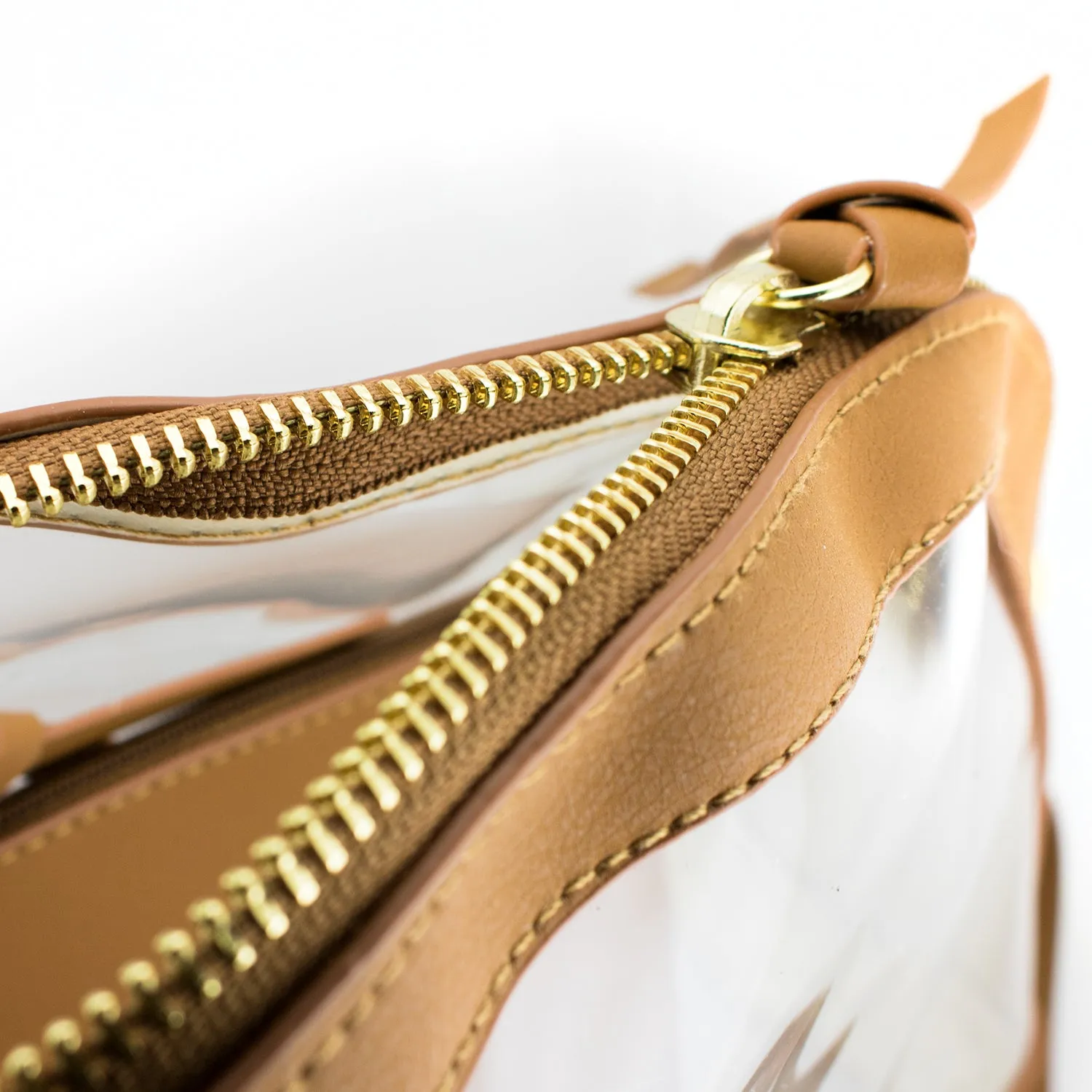 Half Moon Crossbody - Camel and Clear