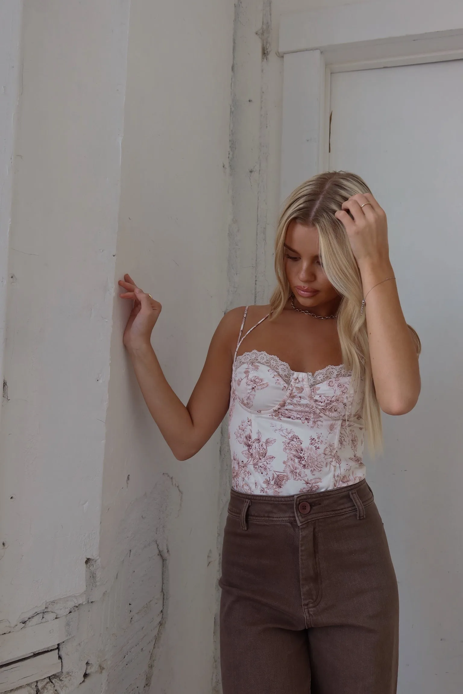 Hallie Floral Satin Bustier Top