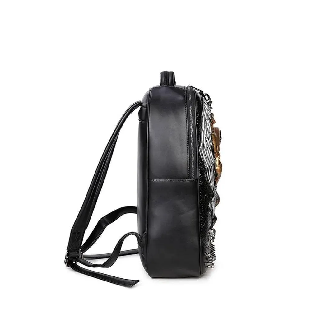 Halloween 3D Elf With Sword Faux Leather Backpack Laptop Computer Travelling Rucksack Bag