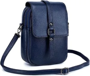 Handbags Shoulder Bags Leather Shoulder Bags Women Small Leather Crossbody Bag Women Phone Purse Lady Mini Messenger Bag (Blue)