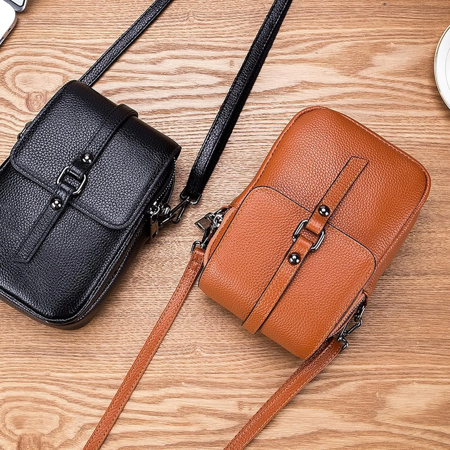 Handbags Shoulder Bags Leather Shoulder Bags Women Small Leather Crossbody Bag Women Phone Purse Lady Mini Messenger Bag (Blue)
