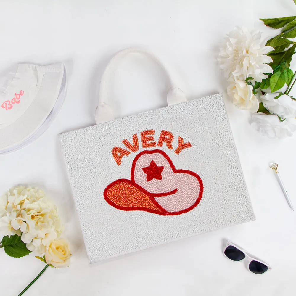 Heart Seed Bead Tote Bag
