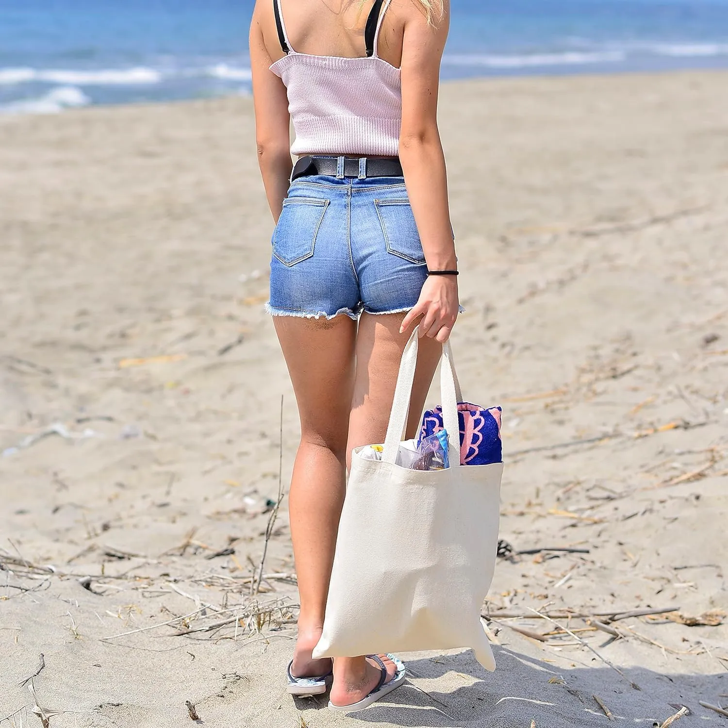 Heavy Duty Wholesale Cotton Canvas Tote Bags 15x16 Inch - Reusable for Work, Travel, Grocery - Men & Women