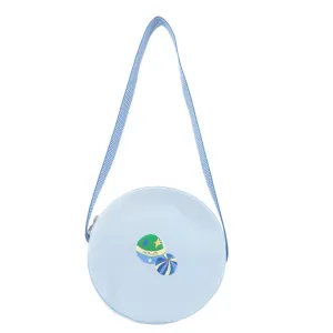 HERMES Circus Sakarecre Cotton Canvas Shoulder Bag Light Blue Used