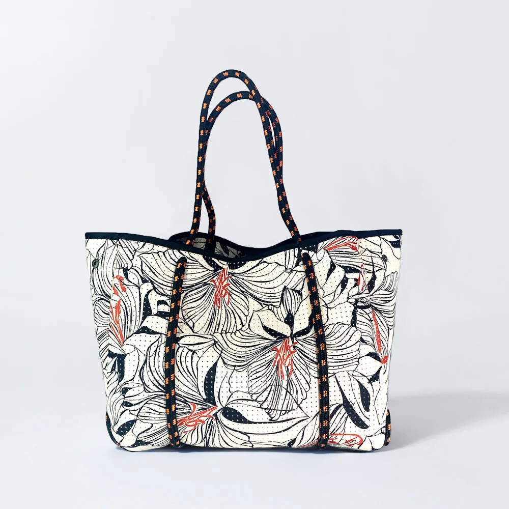 HIBISCUS SET: EVERYDAY TOTE   OVERSIZED WRISTLET POUCH   ESSENTIAL POUCH