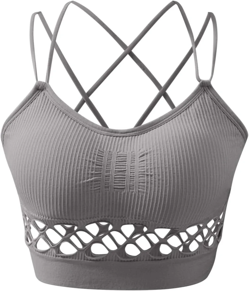 High Impact Sports Bras for Women Supportive Sporty Cut Out Running Sports Bra Crossback Push Up High Support
