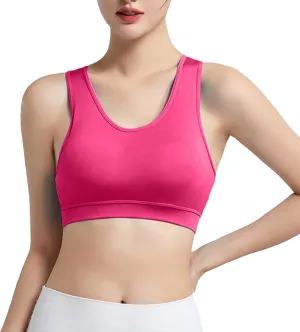 High Support Sports Bra for Large Bust Push Up Wireless Sports Bras Gym for Women Sporty Sexy High Impact Tank Cute Sport Wirefree Workout Sports Bra Yoga Supportive Comfortable Hot Pink