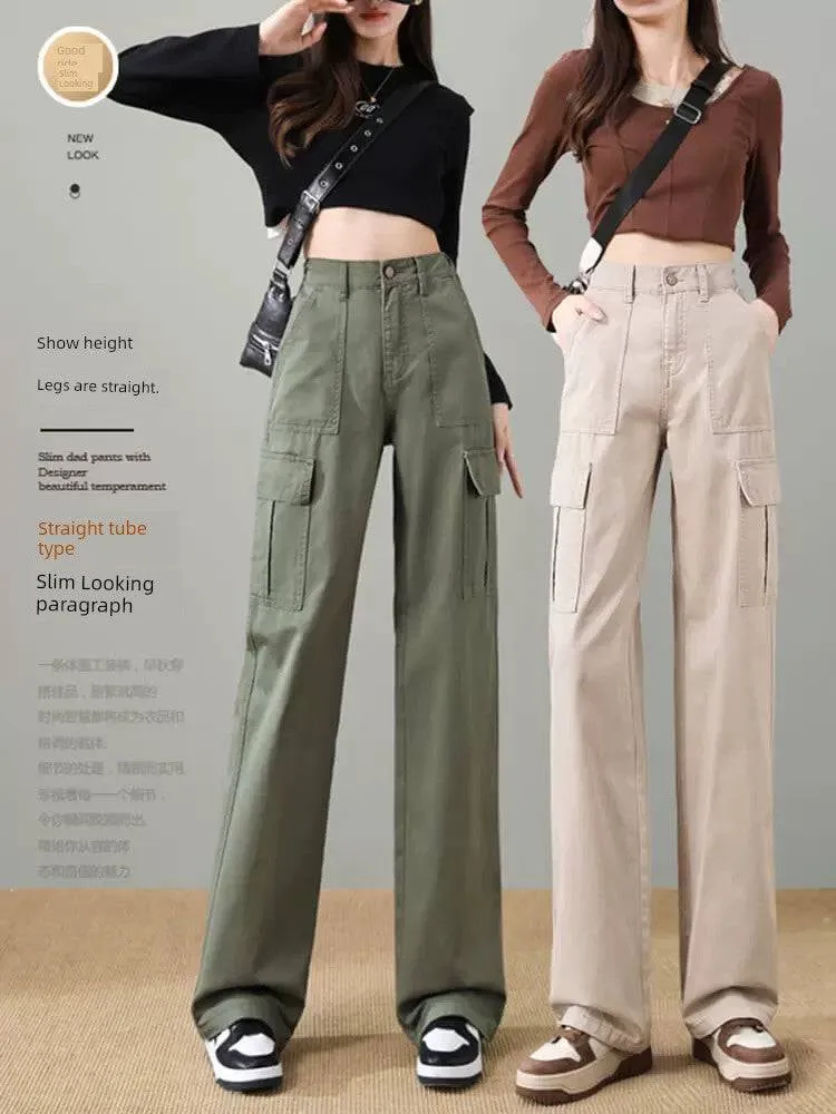 High Waist Casual Wide-Leg Khaki