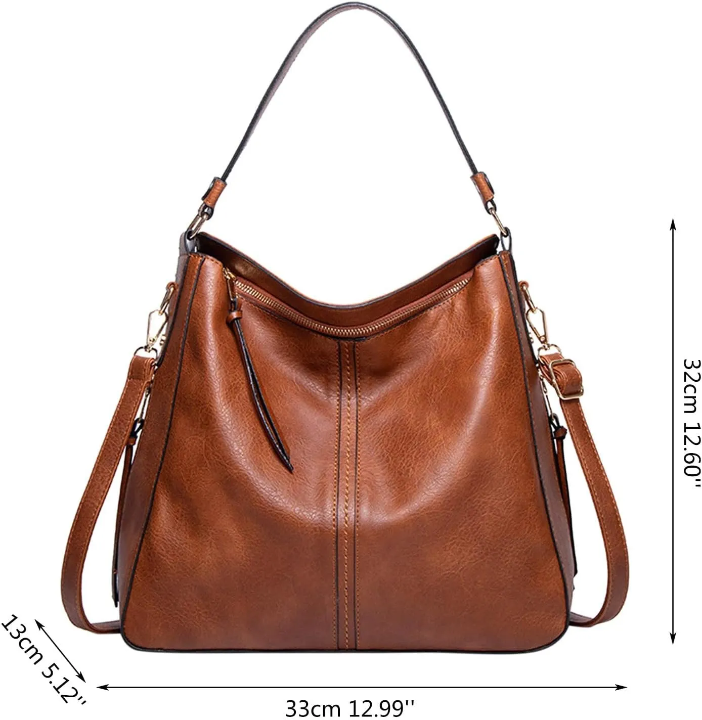Hobo Bags For Women Retro Soft Leather Large Crossbody Bag Shoulder Handbags For Her Friends Travel College A