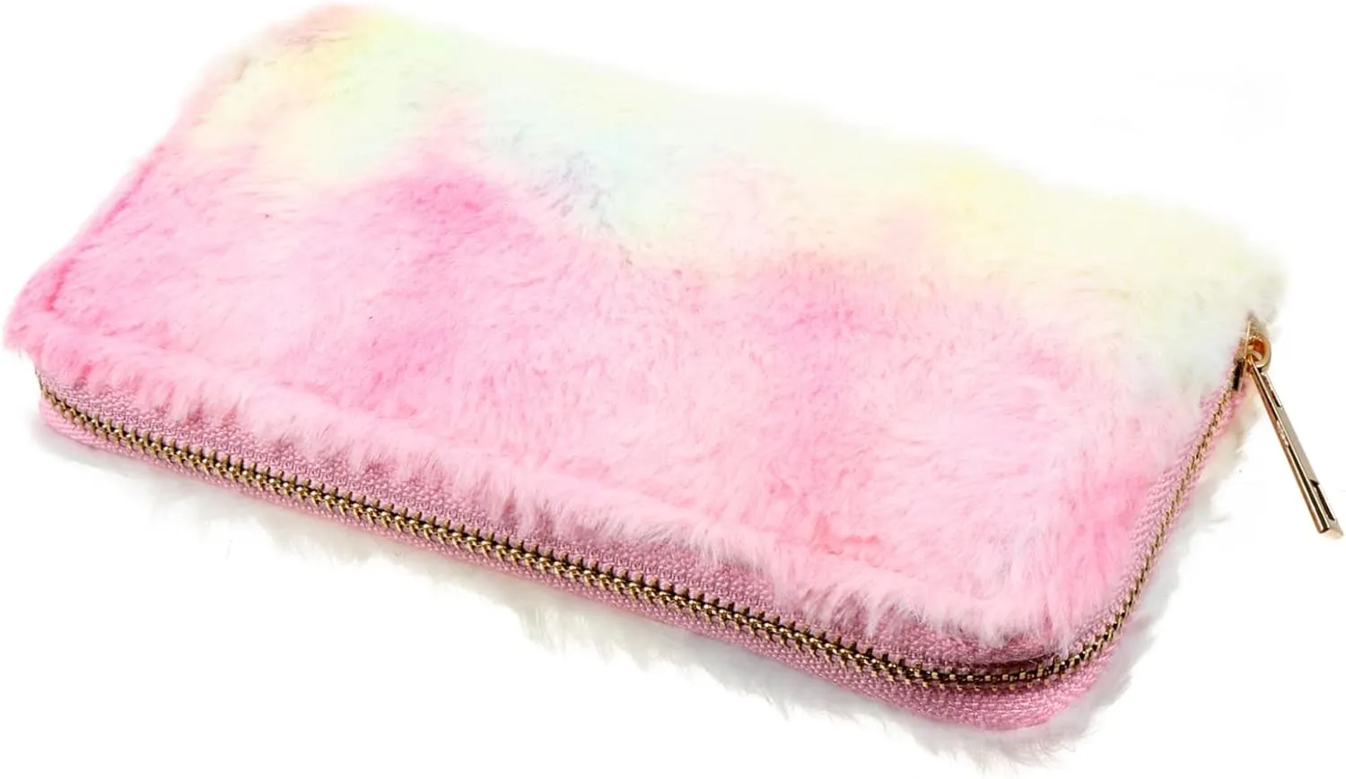 Homoyoyo 1Pc Gradient Plush Wallet for Women Stylish Long Handbag with Zipper Closure Lightweight Design for Shopping Travel School and Work present for Ladies