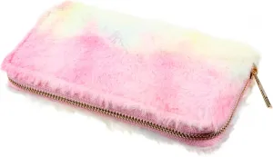 Homoyoyo 1Pc Gradient Plush Wallet for Women Stylish Long Handbag with Zipper Closure Lightweight Design for Shopping Travel School and Work present for Ladies