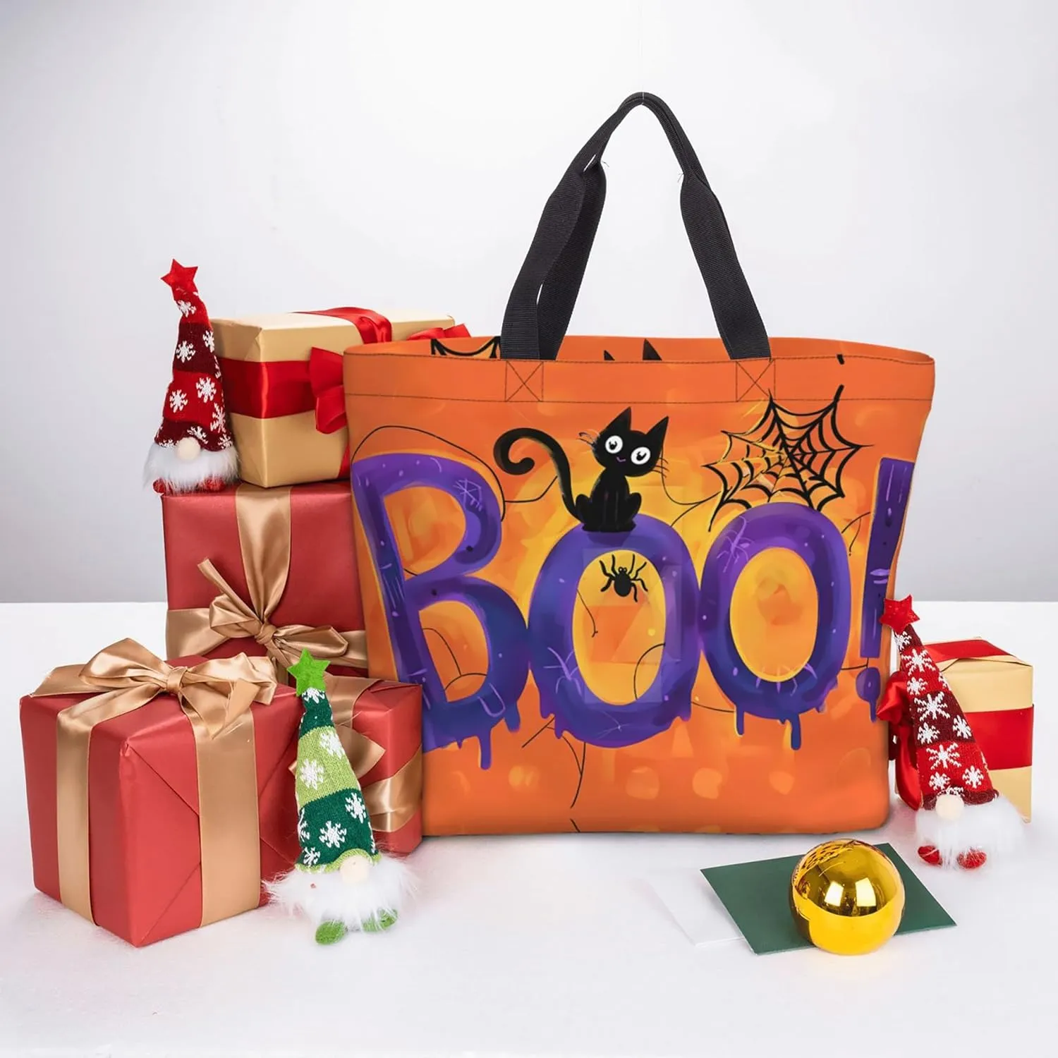 Hufuaoey Halloween Tote Bag Women Travel Tote Bag With Zipper Large Tote Bags Beach Work Handbag Tote Bag Purse