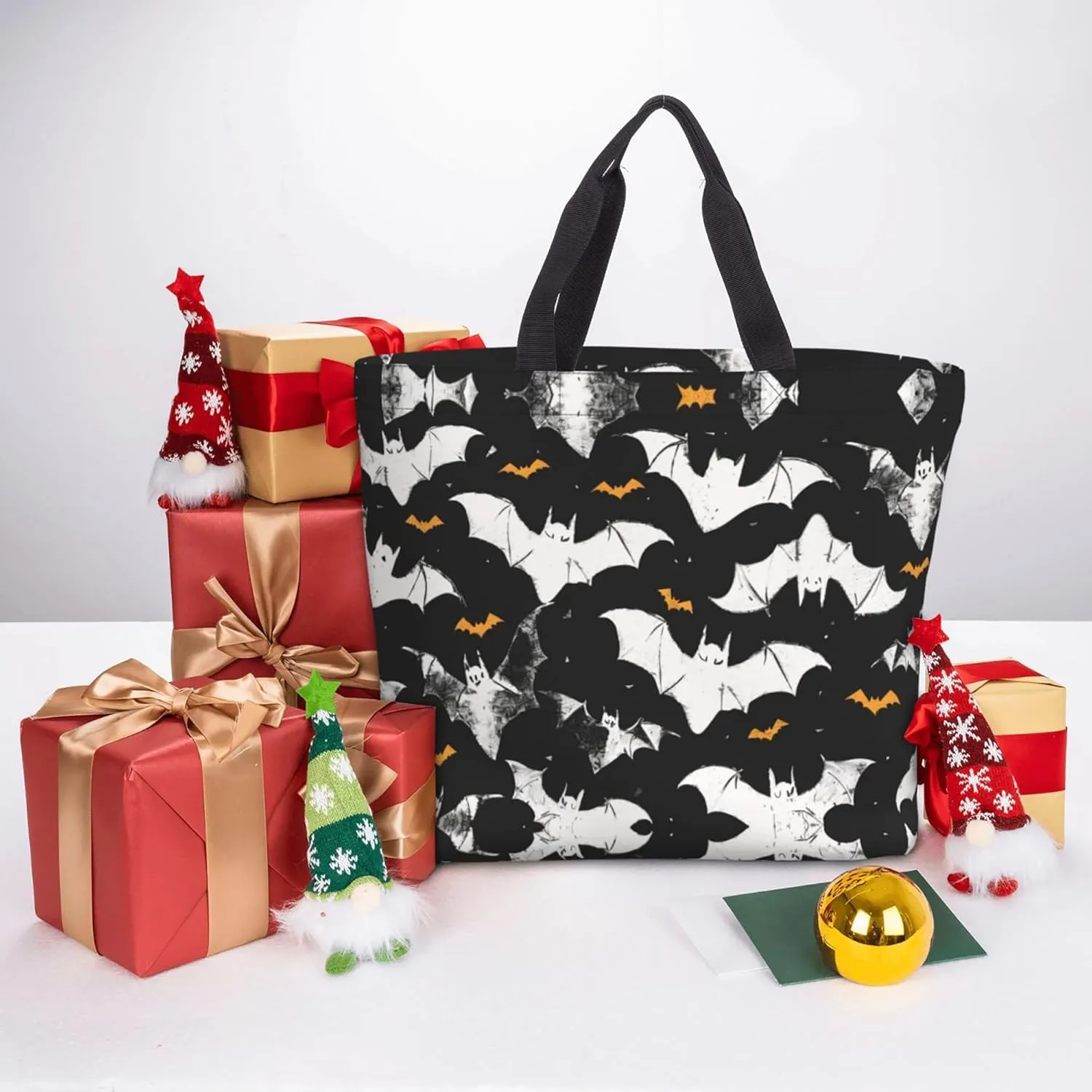 Hufuaoey Halloween Tote Bag Women Travel Tote Bag With Zipper Large Tote Bags Beach Work Handbag Tote Bag Purse