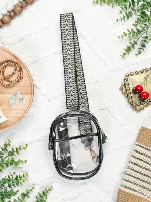 IN STOCK Clear Bag - Black Geometric Strap | Women's Crossbody Bag