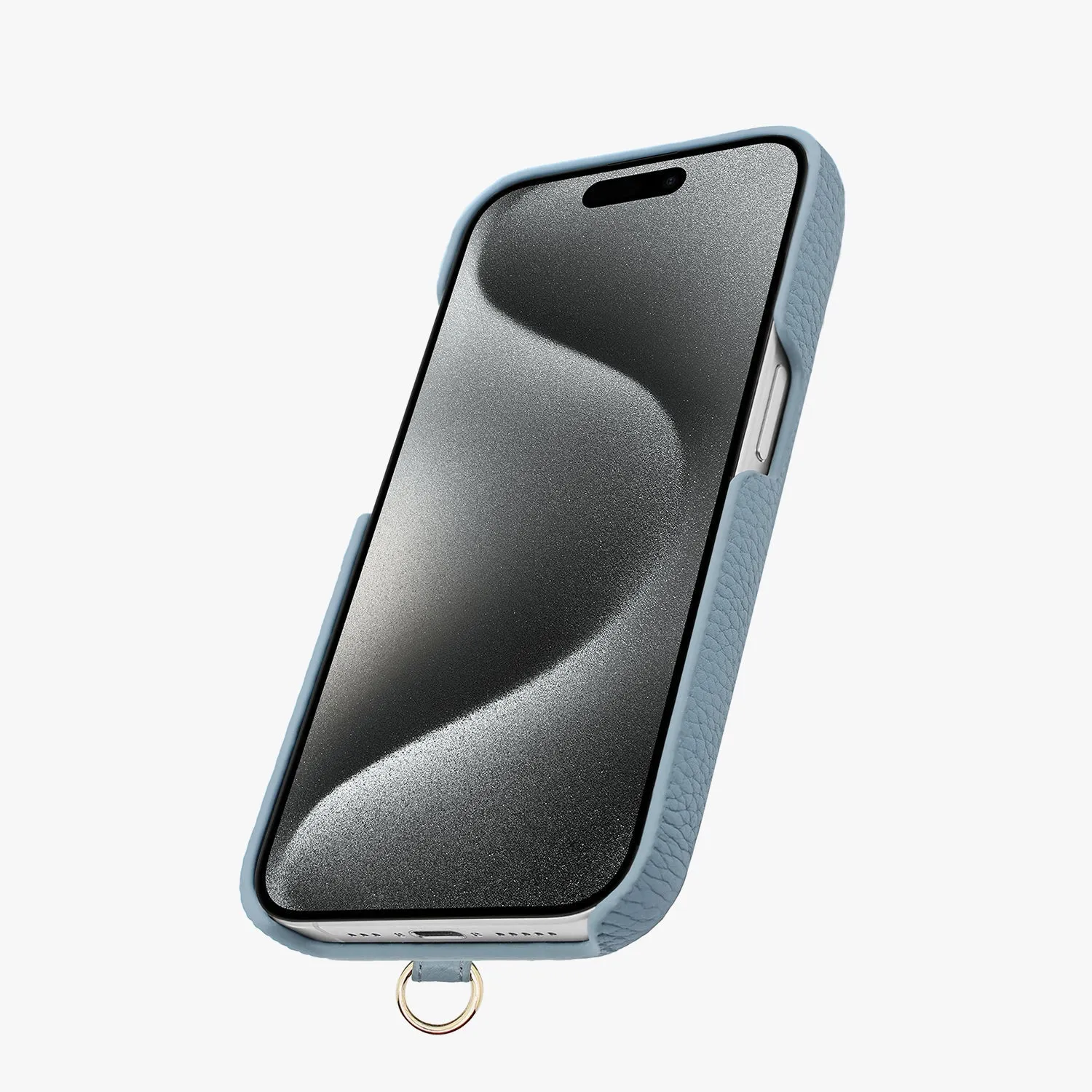 iPhone 16 Pro Leather Sling Card Case with Crossbody Leather Strap