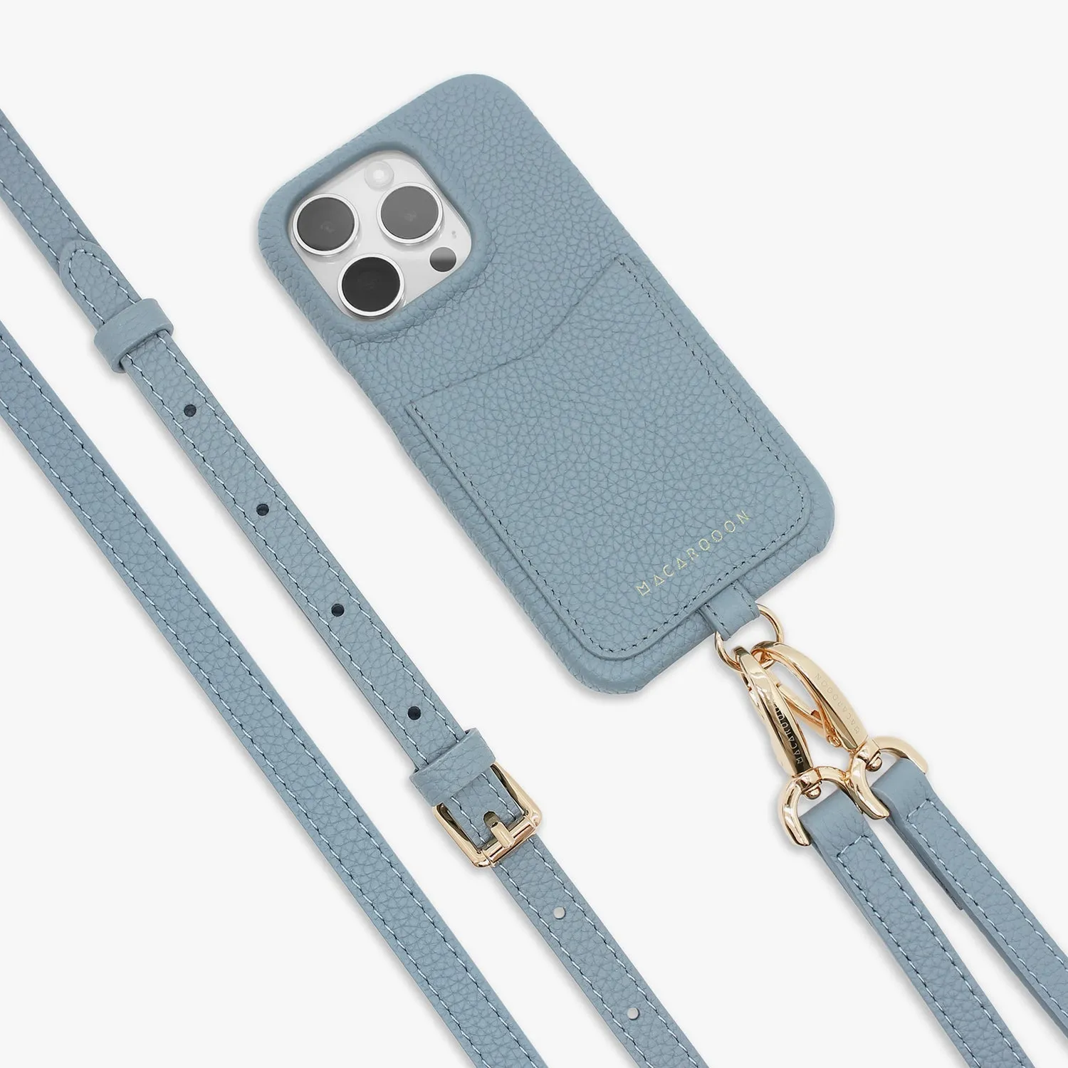 iPhone 16 Pro Max Leather Sling Card Case with Crossbody Leather Strap