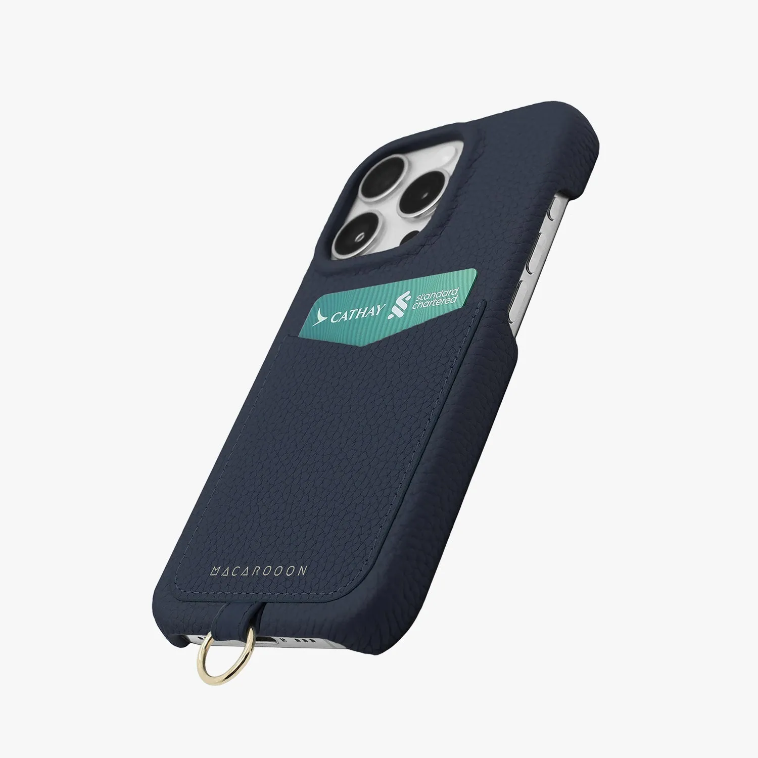 iPhone 16 Pro Max Leather Sling Card Case with Crossbody Leather Strap