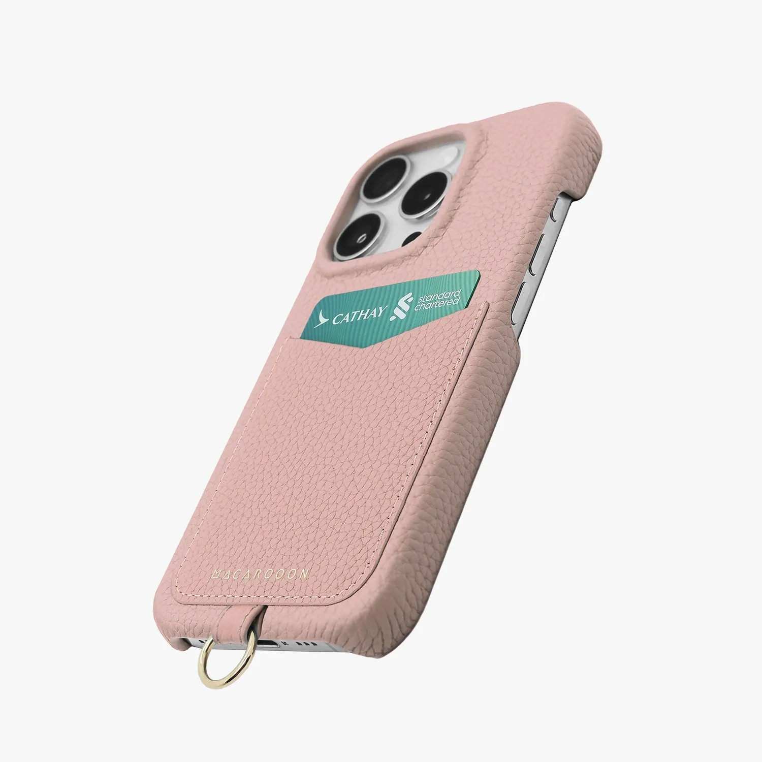 iPhone 16 Pro Max Leather Sling Card Case with Crossbody Leather Strap