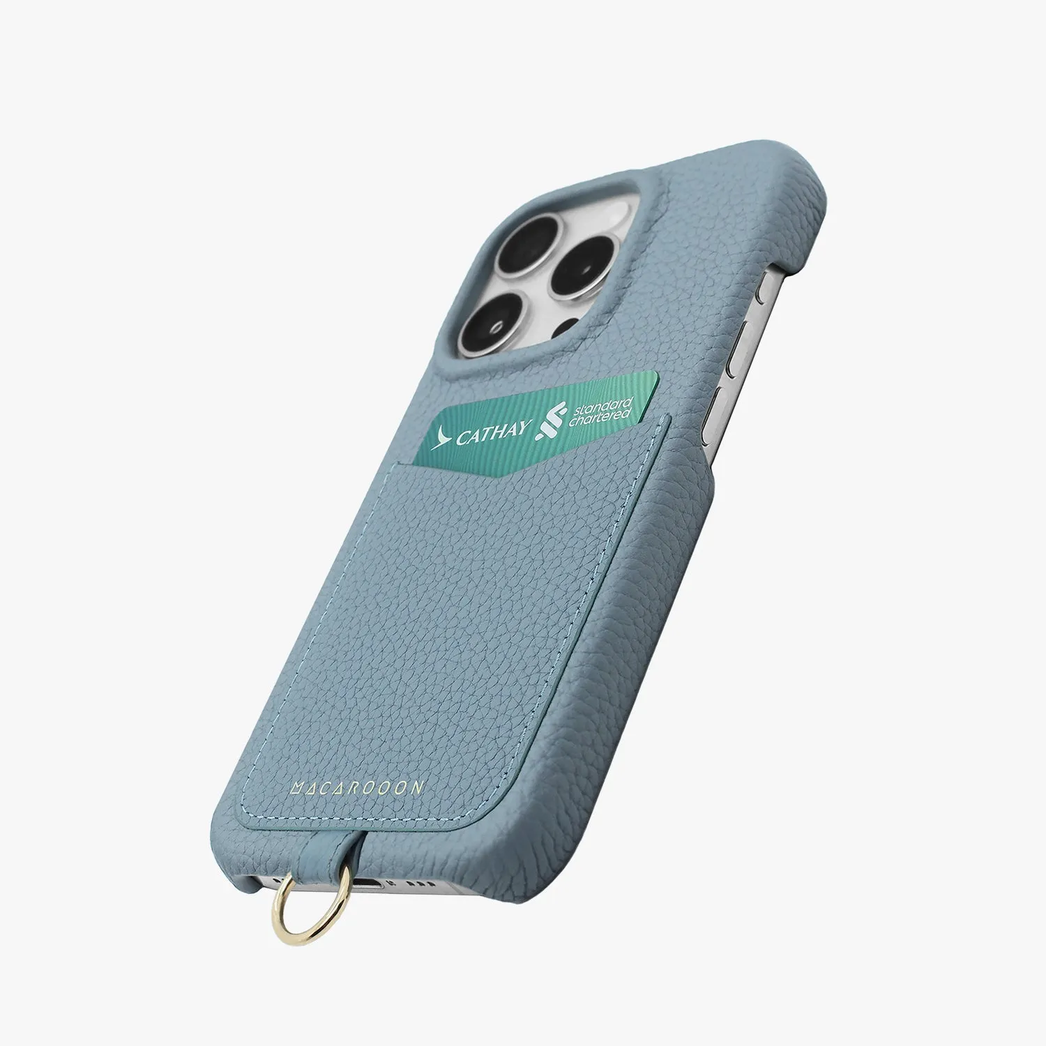 iPhone 16 Pro Max Leather Sling Card Case with Crossbody Leather Strap