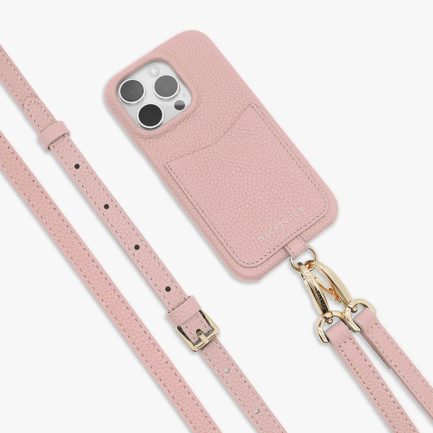 iPhone 16 Pro Max Leather Sling Card Case with Crossbody Leather Strap