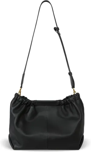 Iswee Leather Purse Black Shoulder Bag for Women Soft Hobo Bags Crossbody Purse for Work