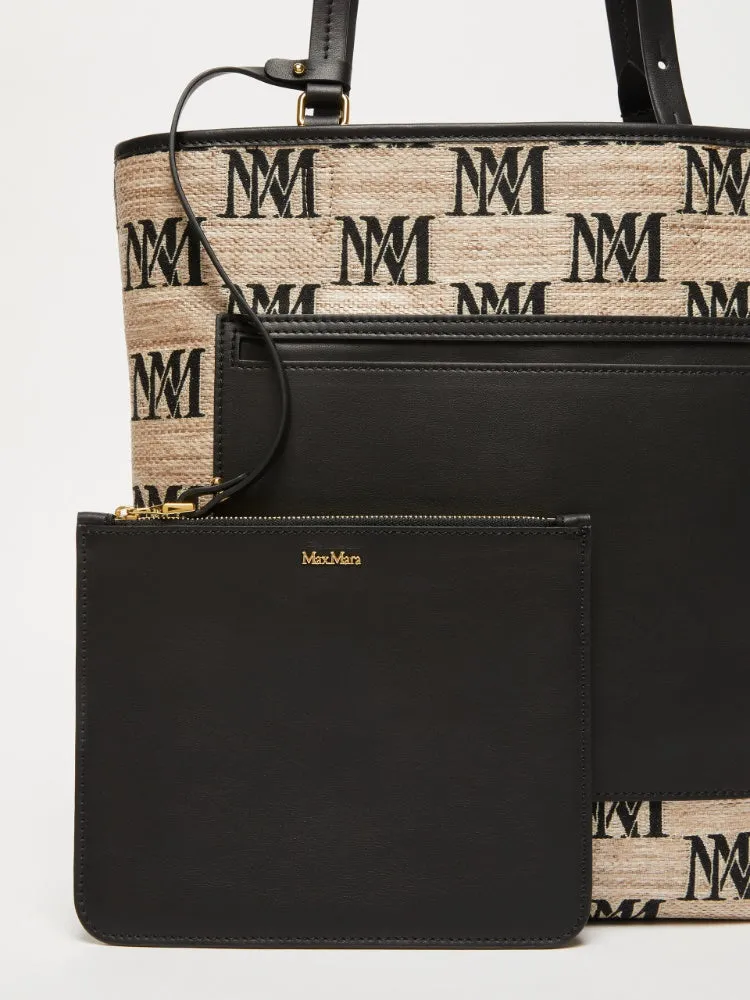 Jacquard raffia tote bag