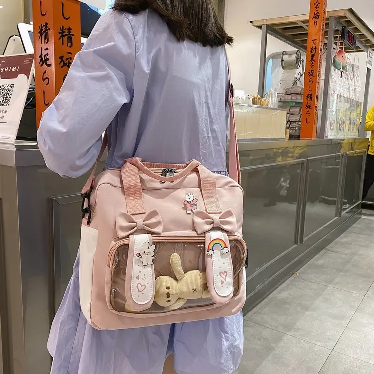 Japanese Bunny Transparent School Backpack