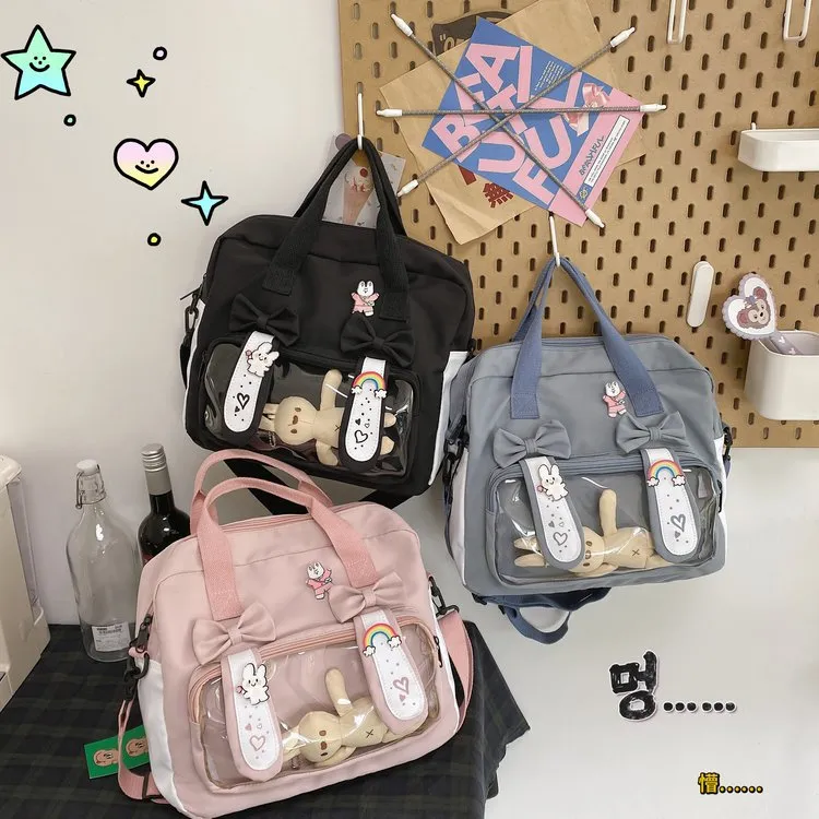 Japanese Bunny Transparent School Backpack
