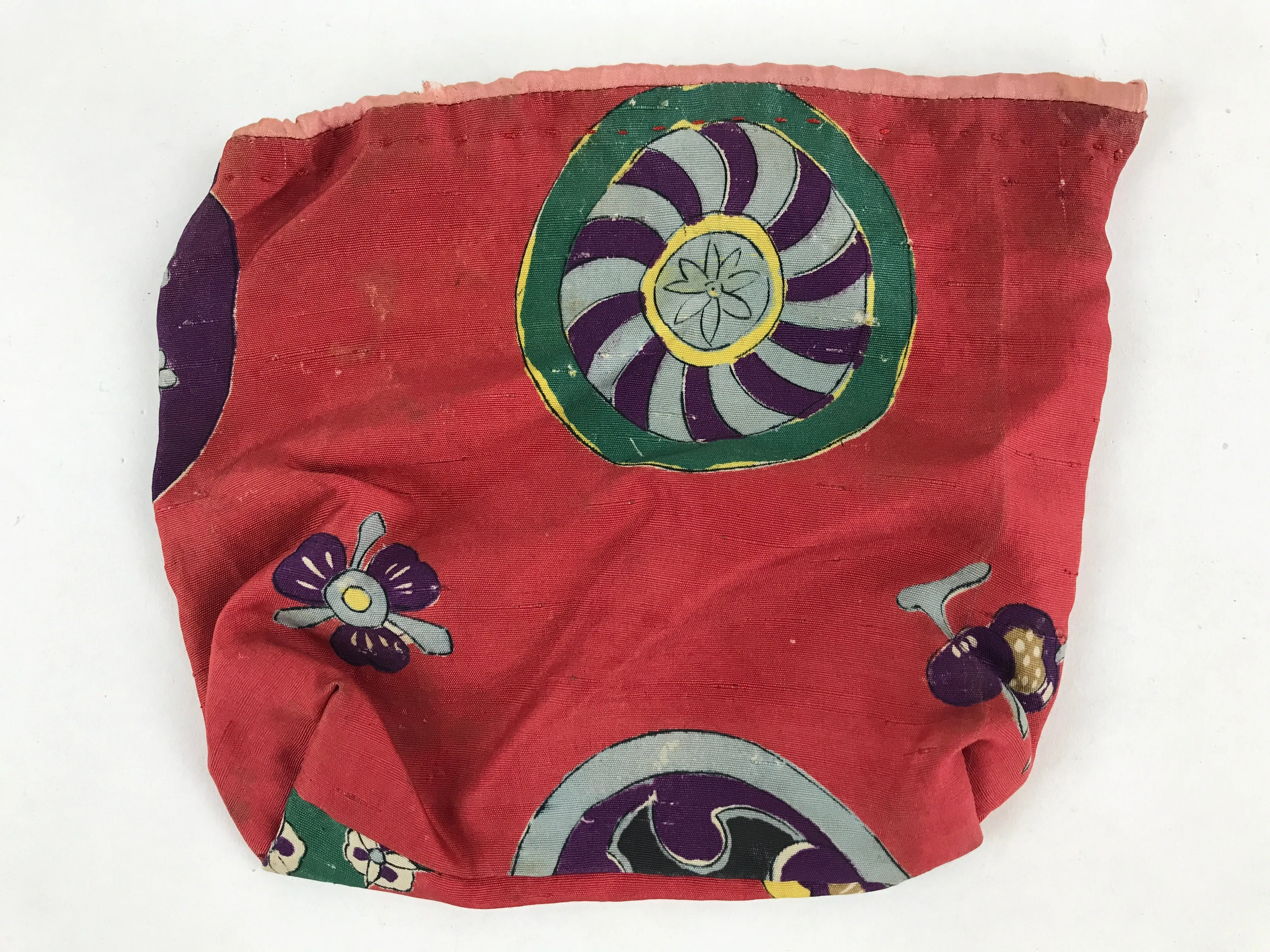 Japanese Kinchaku-Bukuro Drawstring Bag Vtg Kimono Silk Purse Pouch KB66