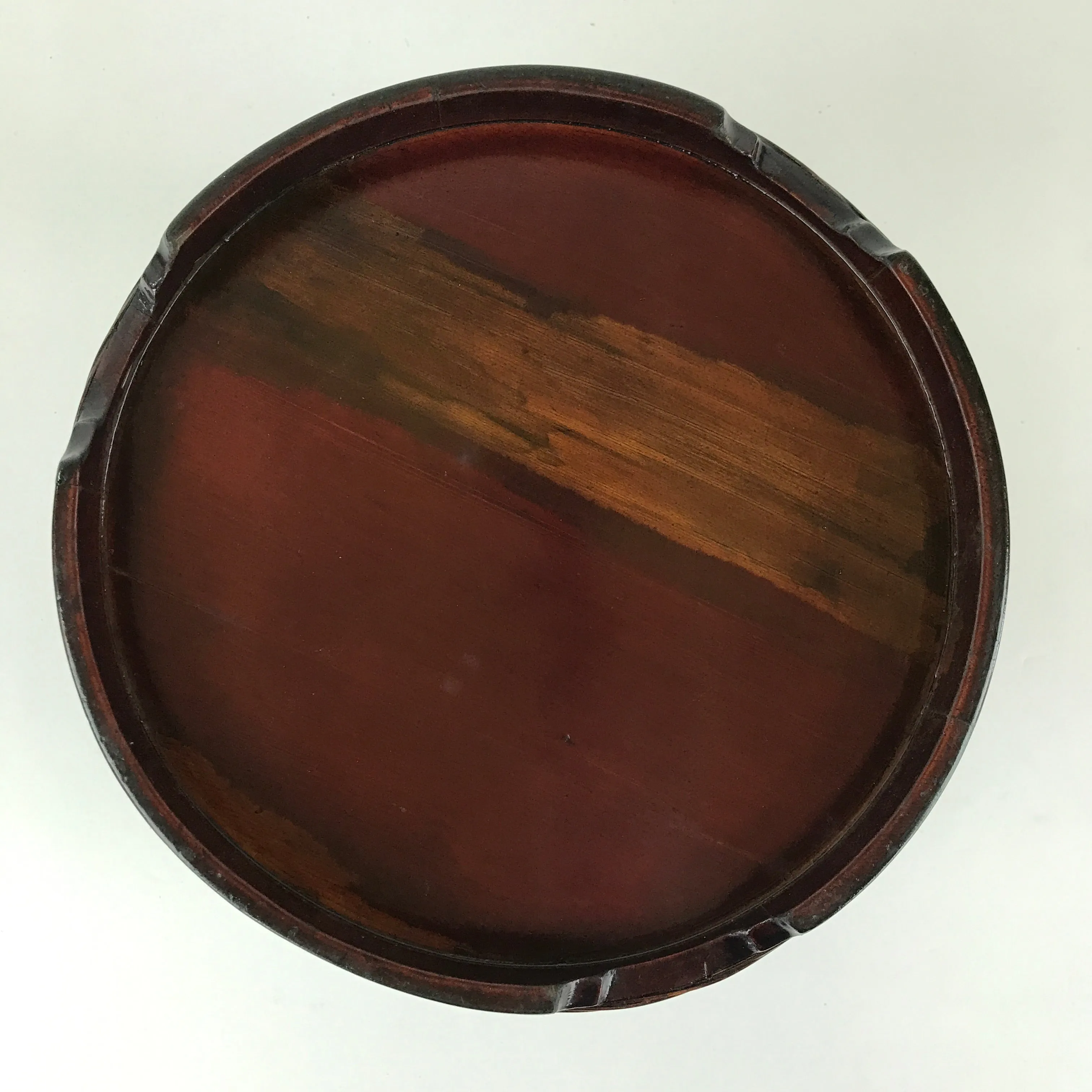 Japanese Lacquered Wooden Oke Lidded Bucket Brown Vtg Water Rice Storage BK9